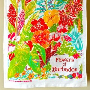 New Flowers of Barbados linen cotton tea towel.